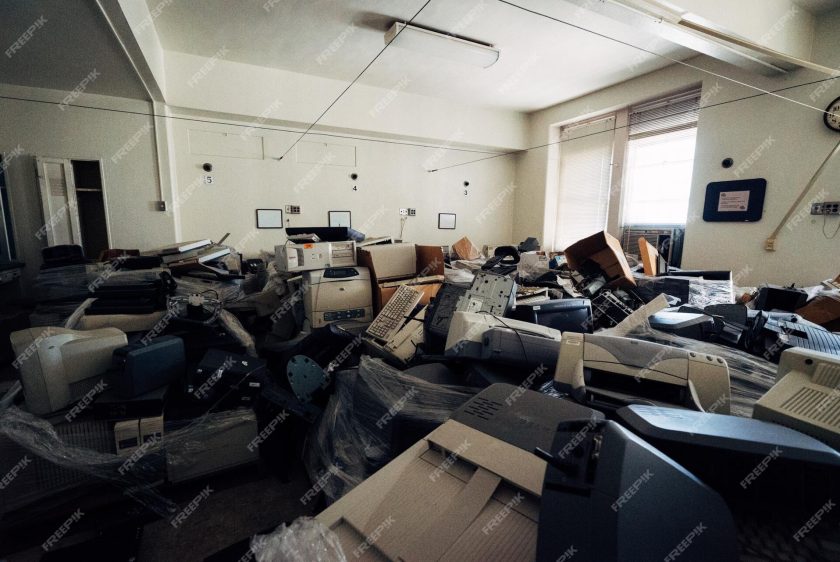 abandoned computers office waste