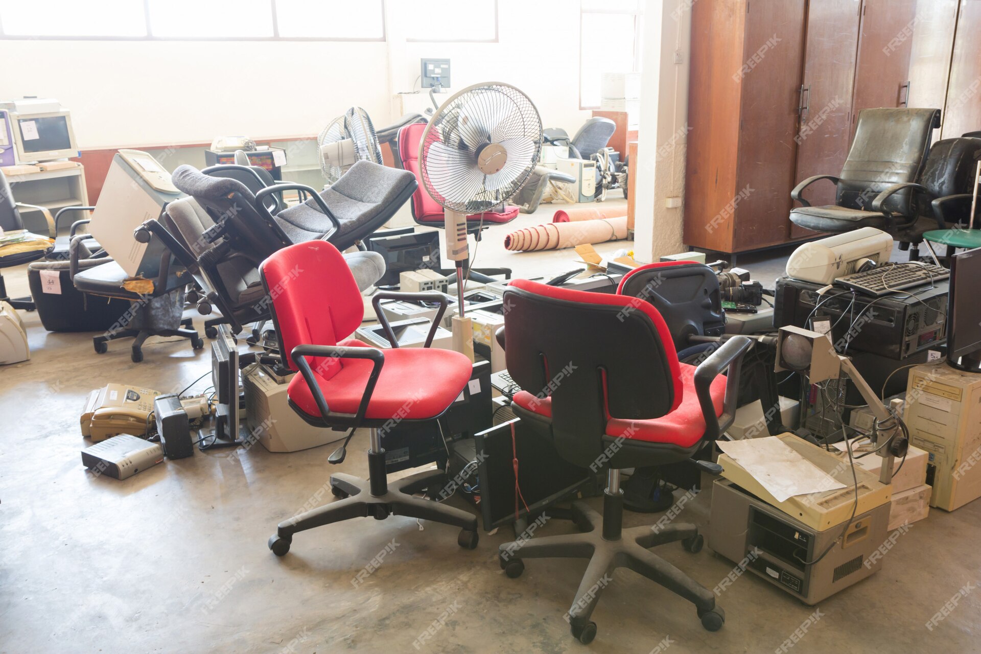 abandoned office waste equipments