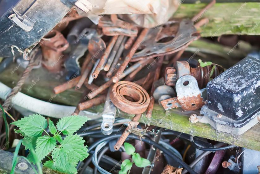 scrap metal piled up