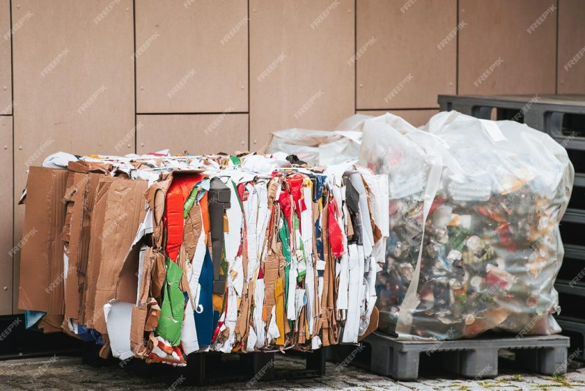 segregation waste renewing resources recycling old paper products plastic metal waste concept sustainable