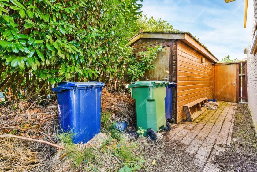 green waste behind shed